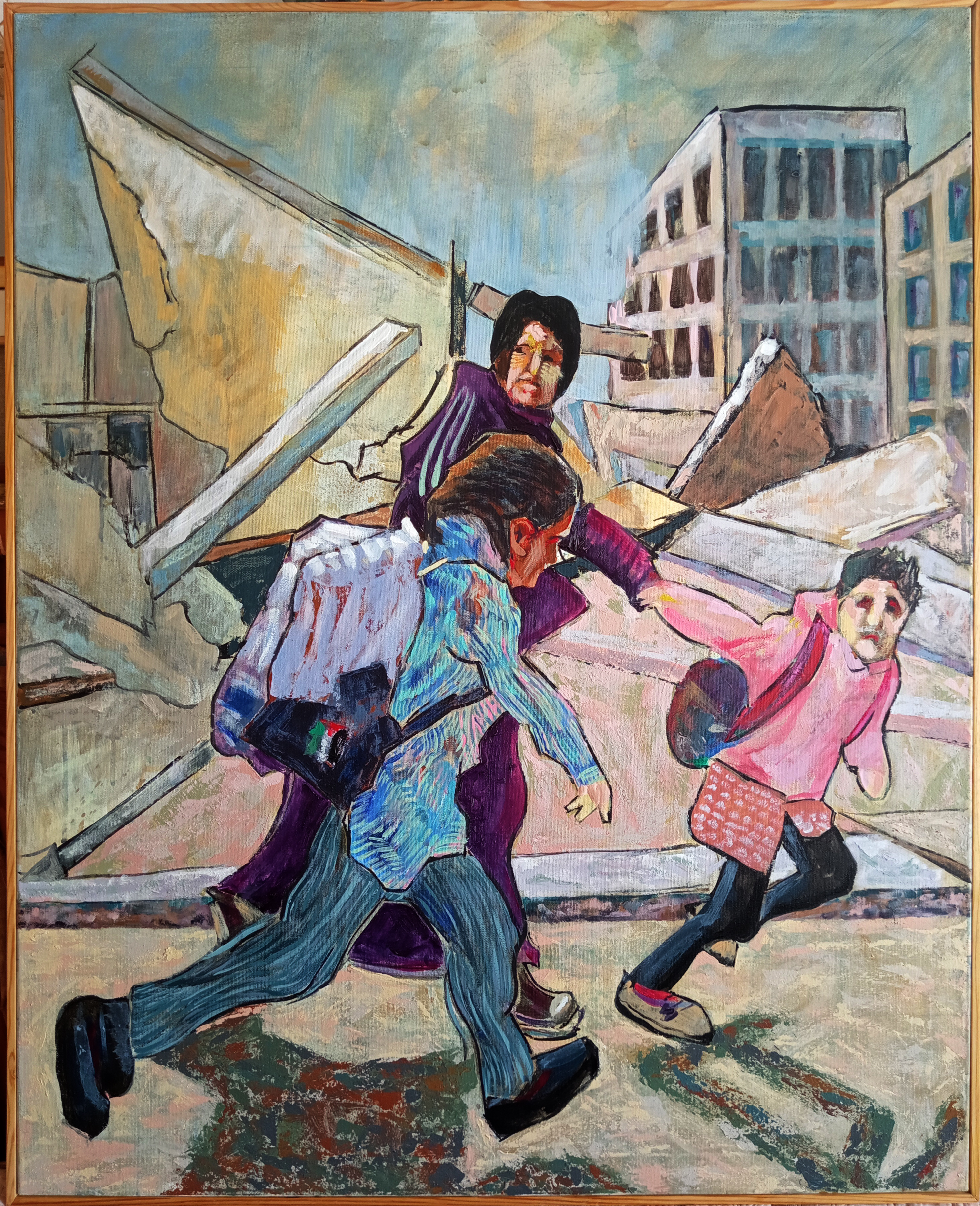 La huida. Arte, pintor español de Cañete de las Torres,migrantes,